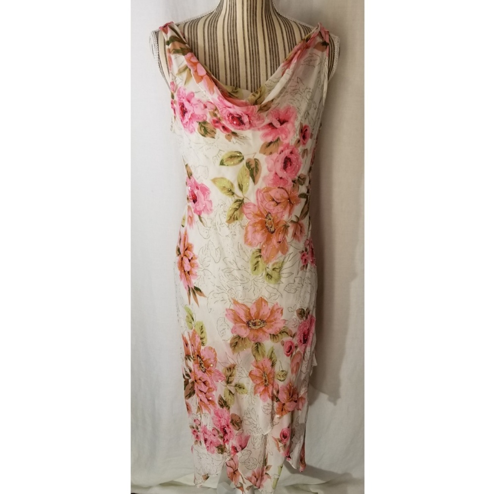 VTG Eva Blue Dress, Floral Tea Dress 1920's